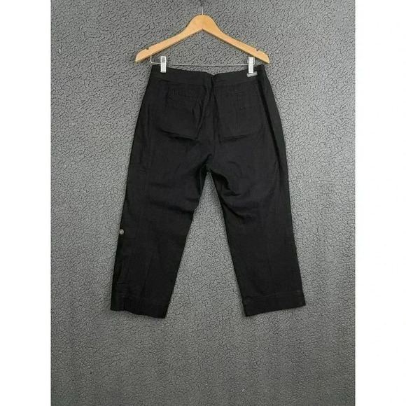 Woolrich Black Linen Cotton Capri Pants Sz 6 Style 1210 Casual Pockets Women's - Picture 14 of 14